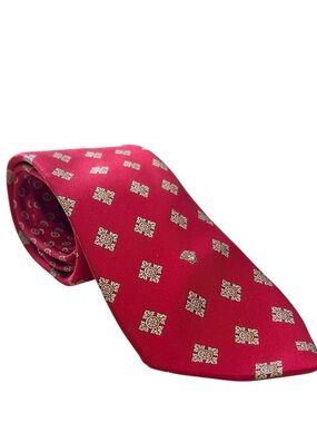 Vtg Versace 100% Silk Tie Red Medusa On Reverse 3.5” Wide 59” Long